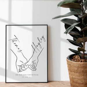 Hand Holding Anniversary Print for Couples