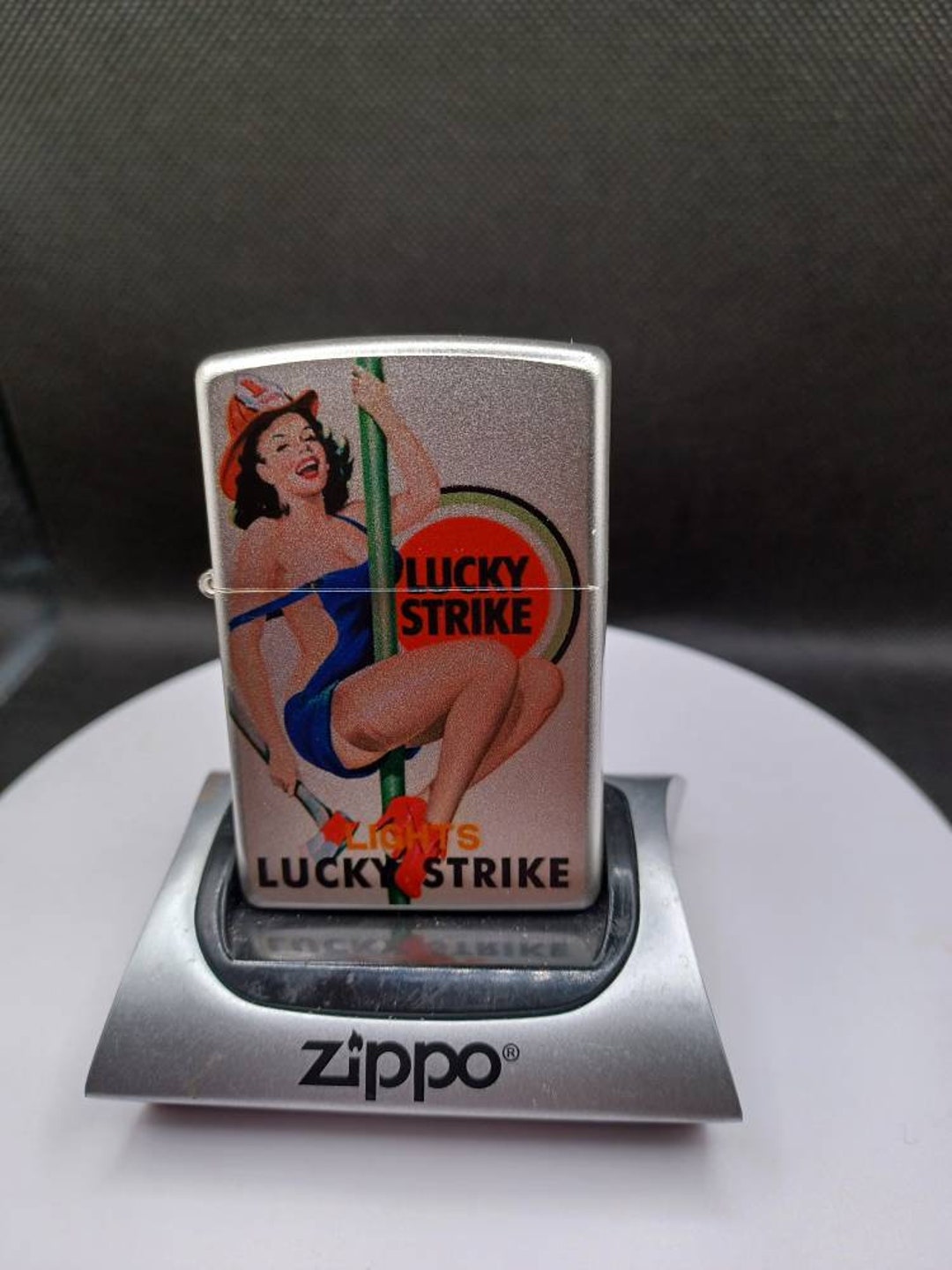 Zippo Lucky Strike Girl in Fireman's Cap Etsy