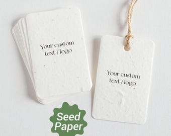 Customizable Plantable Hang Tags, Seed Paper Gift Tags Personalized, Business Plantable Labels, Price Tags, Wedding custom, rounded corners