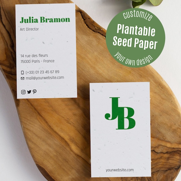 Plantable Business Card, Custom Card, Personalized Seed Paper Cards, Bulk Growing Cards, Eco Friendly Business Card, Wholesale