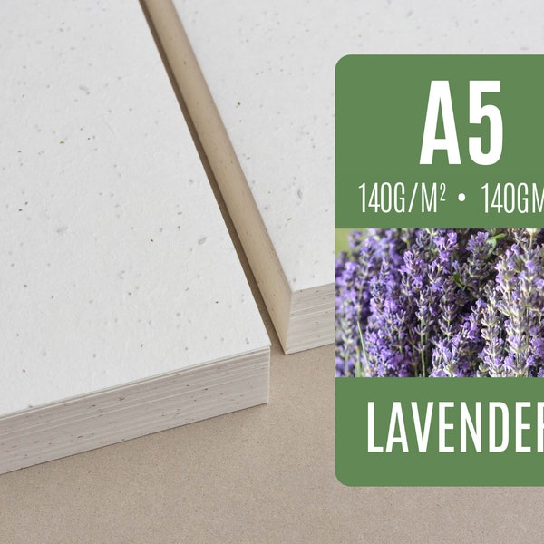 Samenpapier im A5-Format – Lavendel – viele Blätter Samenpapier zum Pflanzen im Großhandel