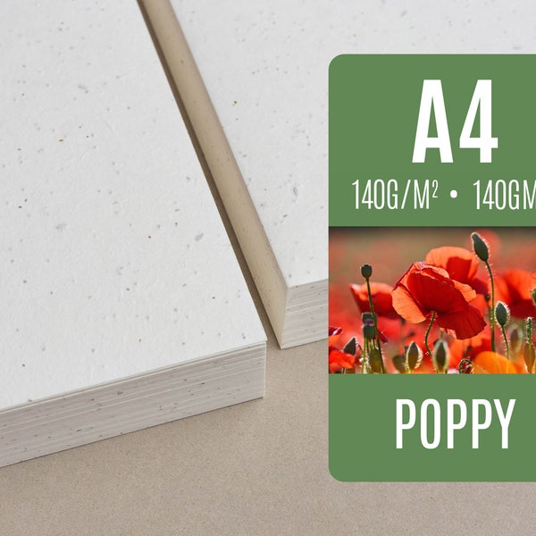 Seed paper A4 - Poppy - Bulk of blank plantable seeded paper sheets wholesale