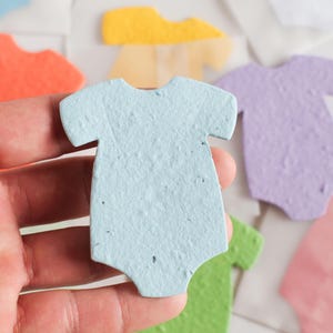 Body per neonati in carta colorata con semi, piantabili, 300 g - Confezione da 20 - Regali per rivelare il sesso del bambino durante il babyshower - Etichette biodegradabili con fiori selvatici