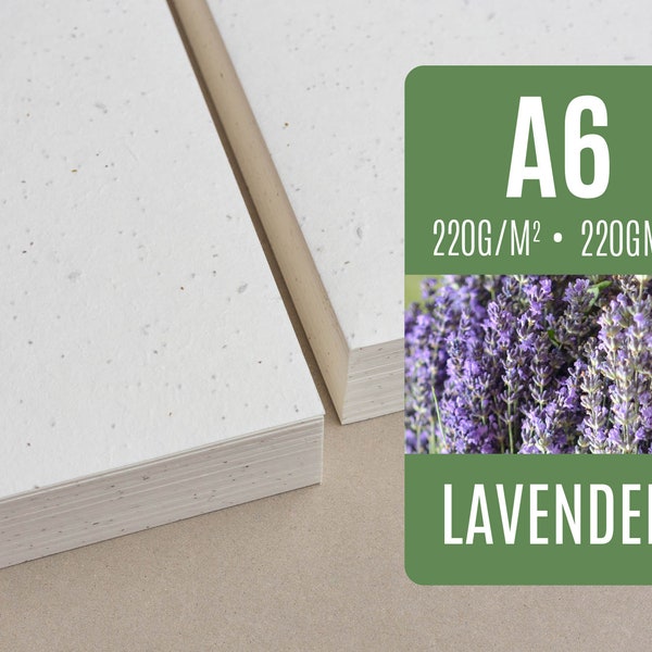 220 GSM Seed paper A6 - Lavender - Bulk of blank plantable seeded paper sheets wholesale