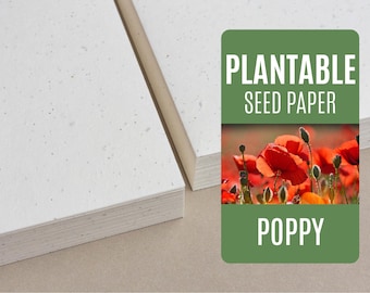 Papier ensemencé Coquelicot - lot de feuilles papier graines à planter vente en gros A4 A5 A6 150g 250g