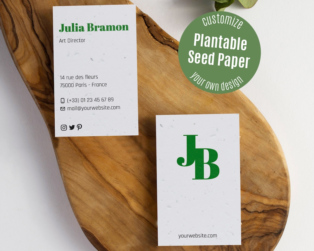Plantable Business Card, Custom Card, Personalized Seed Paper Cards