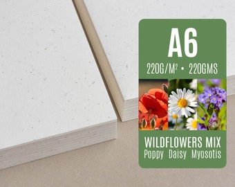 220g Papier ensemencé A6 - Mélange fleurs sauvages Coquelicot Marguerite Myosotis - lot de feuilles papier graines à planter vente en gros