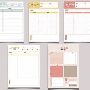Lecture and Study Notes Template Printable Downloadable - Etsy
