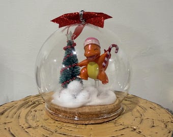 Charmander Charmeleon Charizard Winter Snow Scene Pokemon Christmas Ornament Diorama