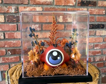 Waddle Doo Kirby Waddle Dee Forest Scene Floral Terrarium Autumn Fall Diorama in Square Plastic Display Box