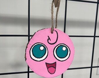 Jigglypuff Pokemon Fairy Type Normal Type Wood Slice Acrylic Painting Hangable Wall Art