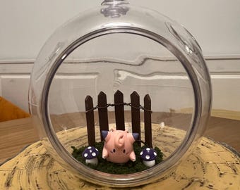 Clefairy Fairy Type Pokémon Terrarium Globe Diorama Hangable or Displayable