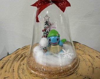 Squirtle Wartortle Blastoise Water Type Winter Snow Scene Pokemon Christmas Ornament Diorama
