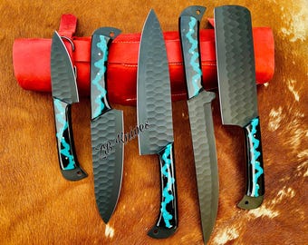 Chef Knives 5 pcs Luxury Custom Handcrafted High Carbon Steel Blades Birthday Gifts Anniversary Gifts Thanksgiving Gifts