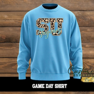 Leopard Print Game Day Shirt | Leopard Initials Sweatshirt | HBCU Apparel | DTF Transfer Shirt | College, High school Pride Crewneck