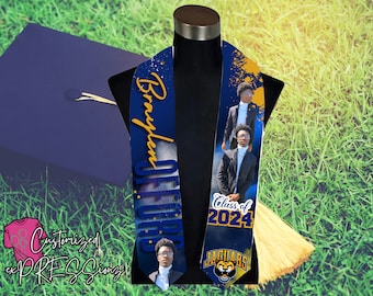 Graduation Stole, Custom Graduation stole, Graduation sash, Photo Sash, College stole, High School grad stole, Graduation gift, Stole, Sash