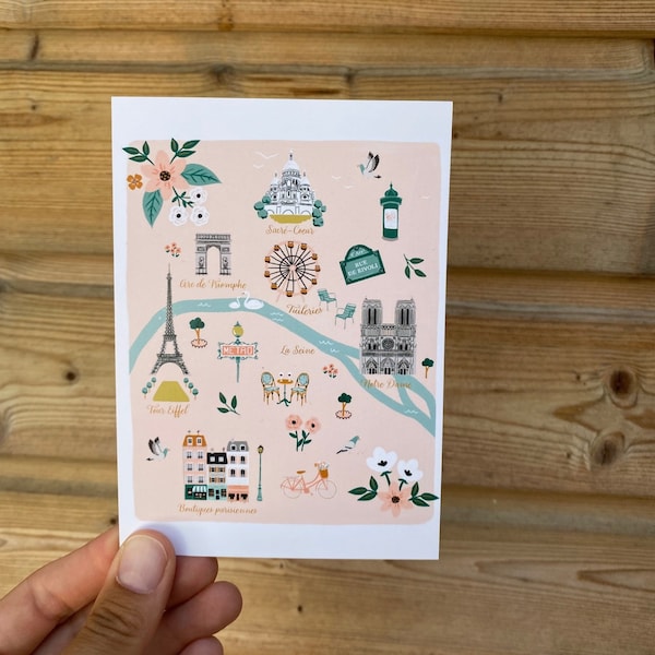 illustrated Paris postcard