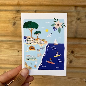 carte postale Hossegor illustré