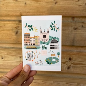 carte postale Lyon illustré