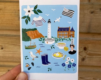 carte postale Bretagne illustré