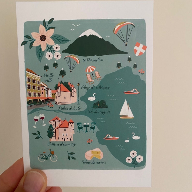 Annecy illustrated postcard image 4