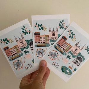 carte postale Lyon illustré image 4