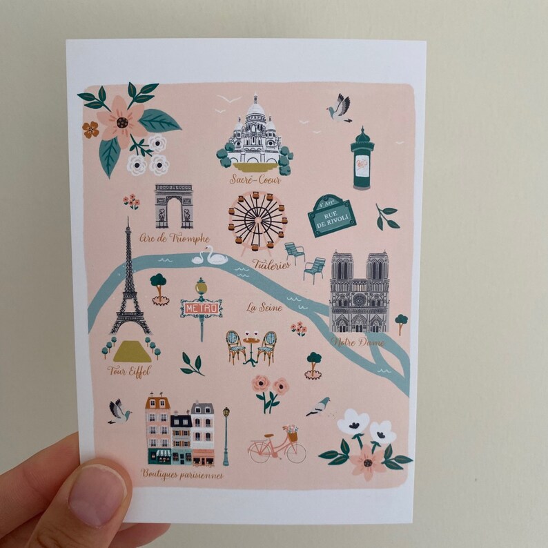 carte postale Paris illustré image 3