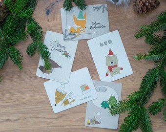 Grass cardboard Christmas cards in a set