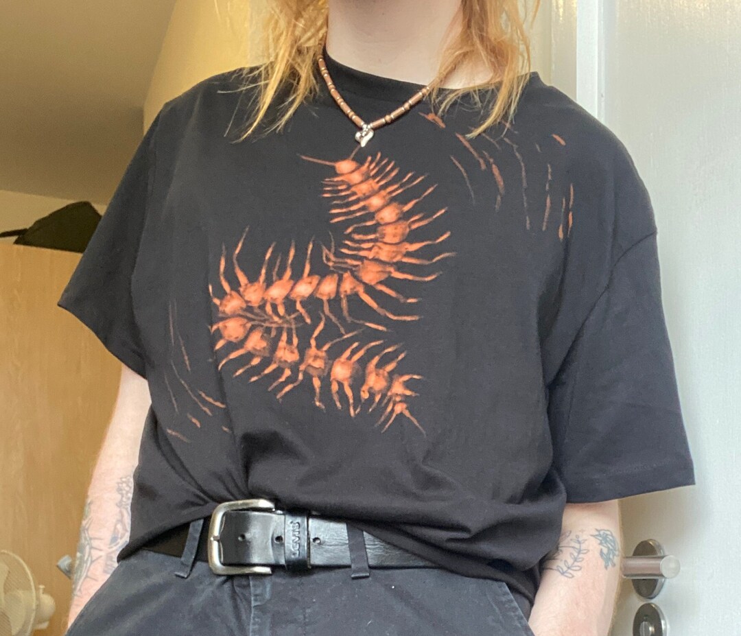 Centipede Bug Bleachdyed Shirt Etsy