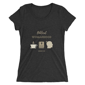 Ladies&#39; short sleeve t-shirt Biblical Womanhood Jael Charcoal Black