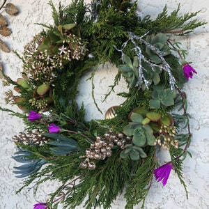 Fresh Live Succulents and fresh pine Wreath