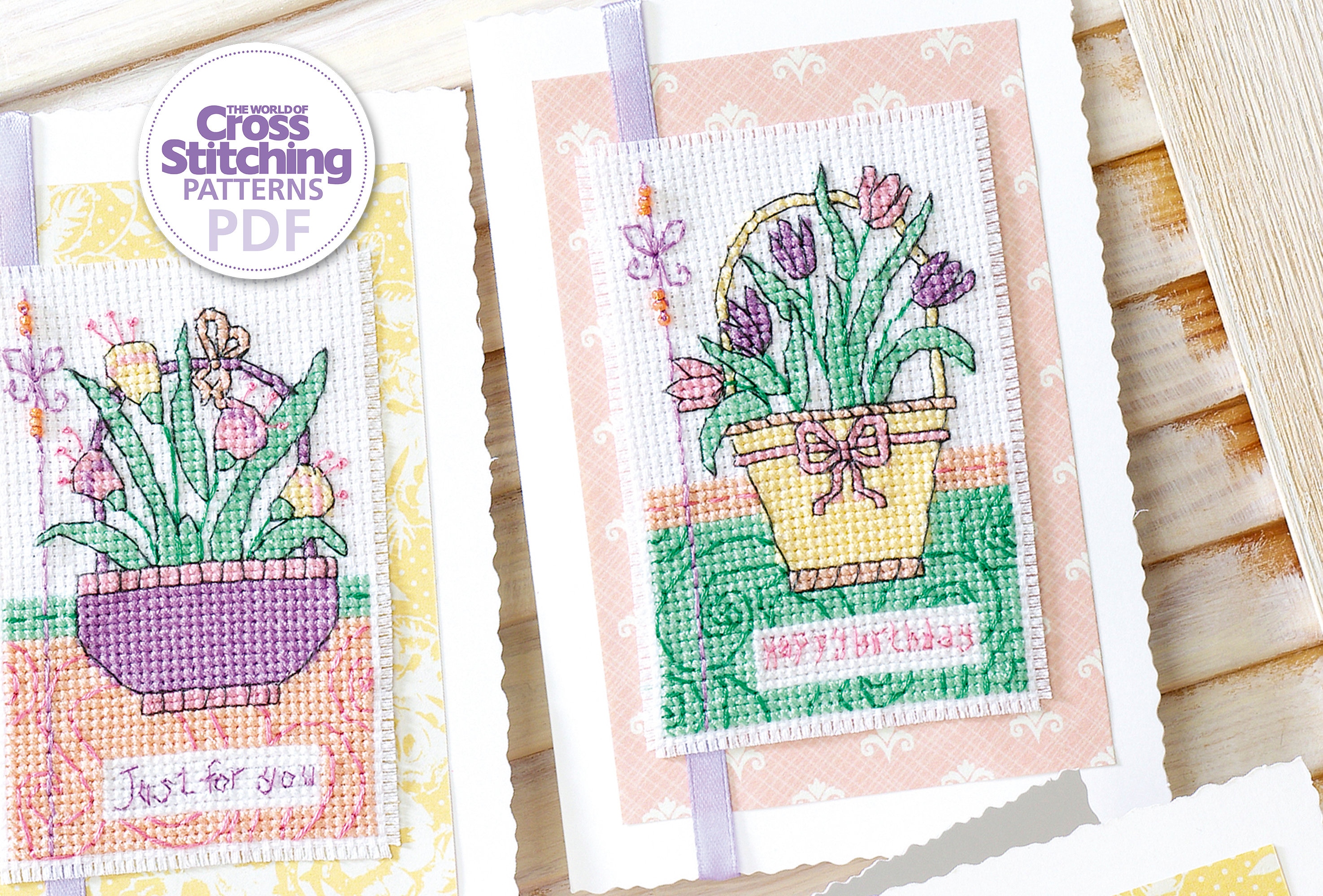 Birthday Card Floral Cross Stitch Patterns PDF Charts Instant Download ...