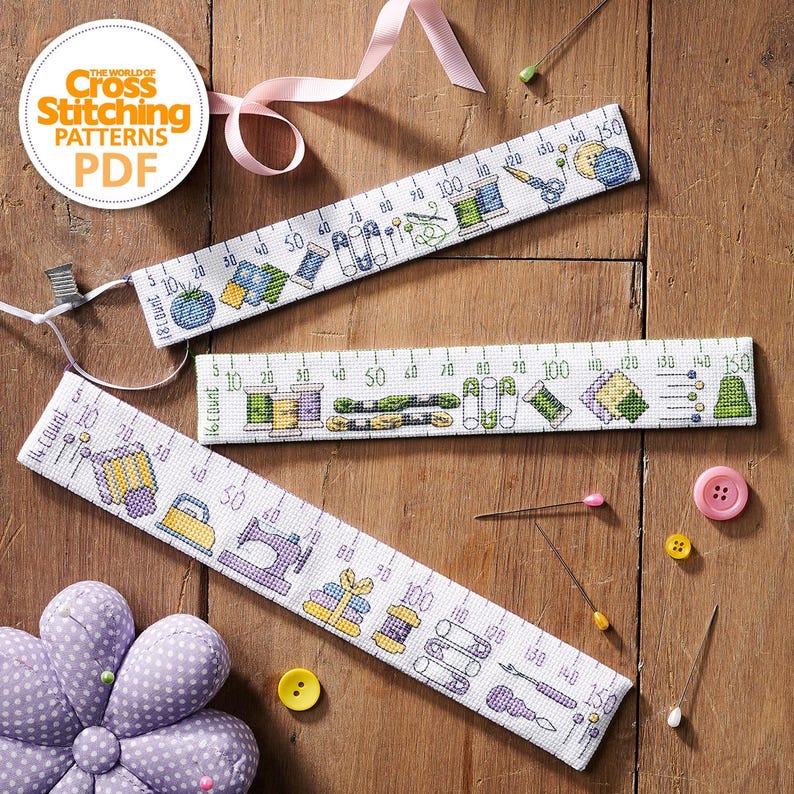 Spool Rulers Fabric Count Rulers Cross Stitch Patterns PDF Chart Instant Download ...