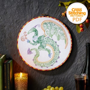 Dragon Cross Stitch Pattern PDF Chart Instant Download, Backstitch Needlework, Embroidery Hoop, The World of Cross Stitching, by Fiona Baker