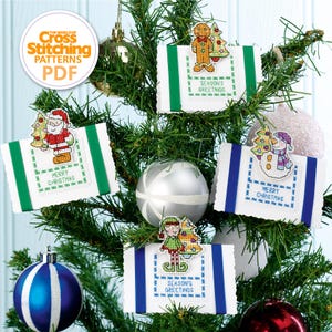 3D Christmas Character Cards Cross Stitch Patterns PDF Chart Instant Download, Holiday Greetings, World of Cross Stitching, by Durene Jones