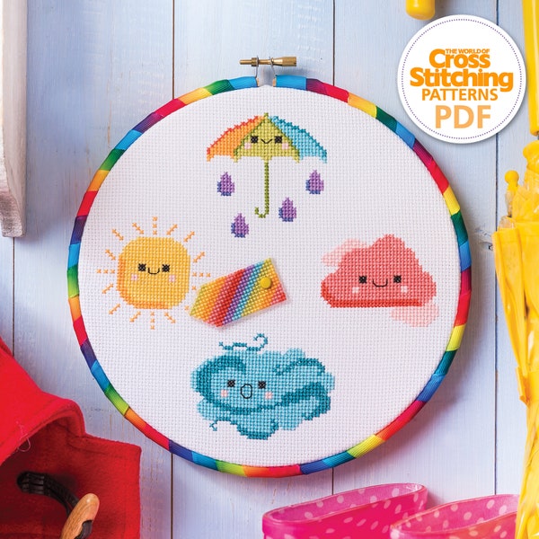 Weather Chart Hoop Cross Stitch Pattern PDF Chart Instant Download, Fun Kids Crafts Decor, The World of Cross Stitching, by Mollie Johanson