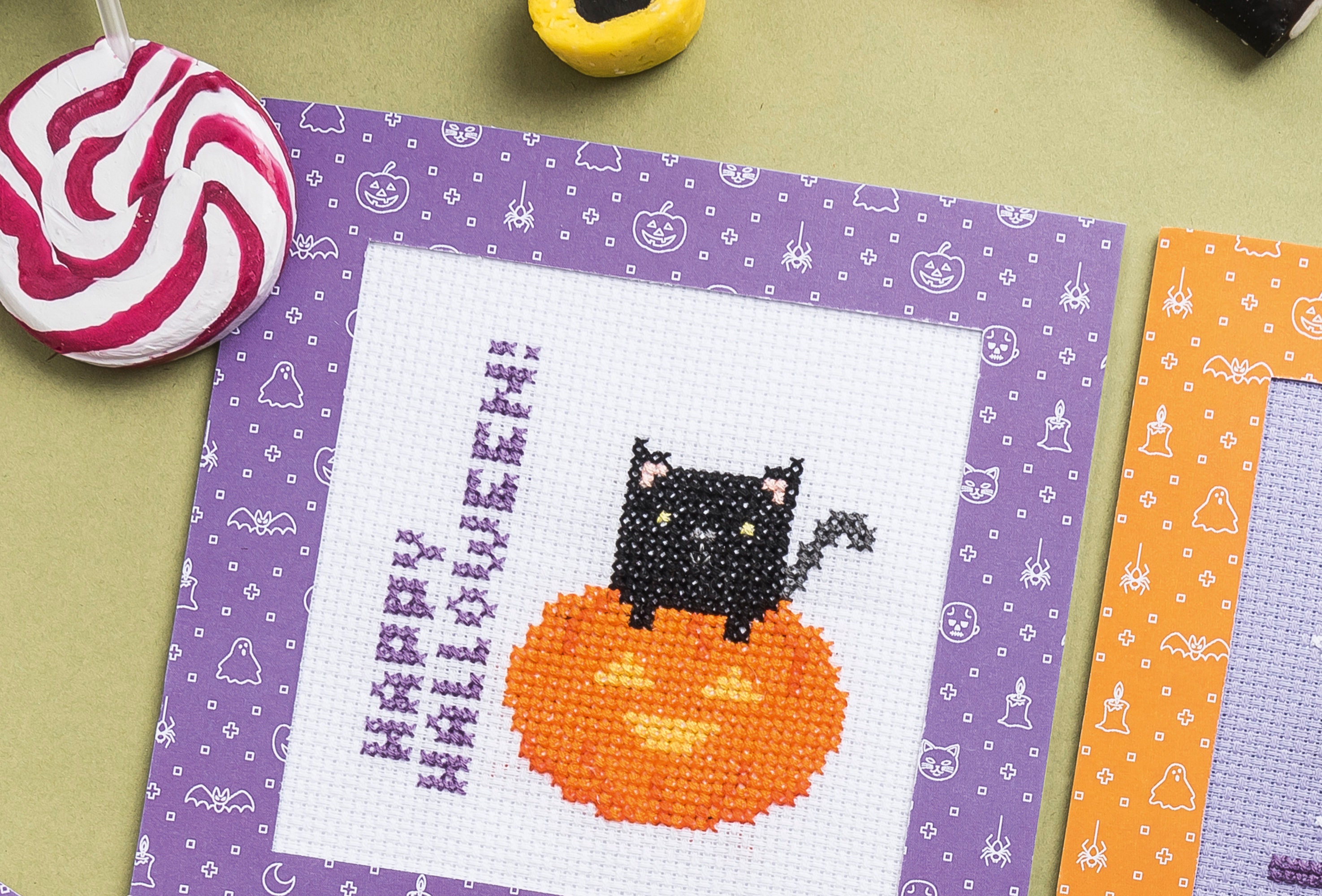 Halloween Black Cat Cross Stitch Pattern PDF Chart Instant Download Set ...