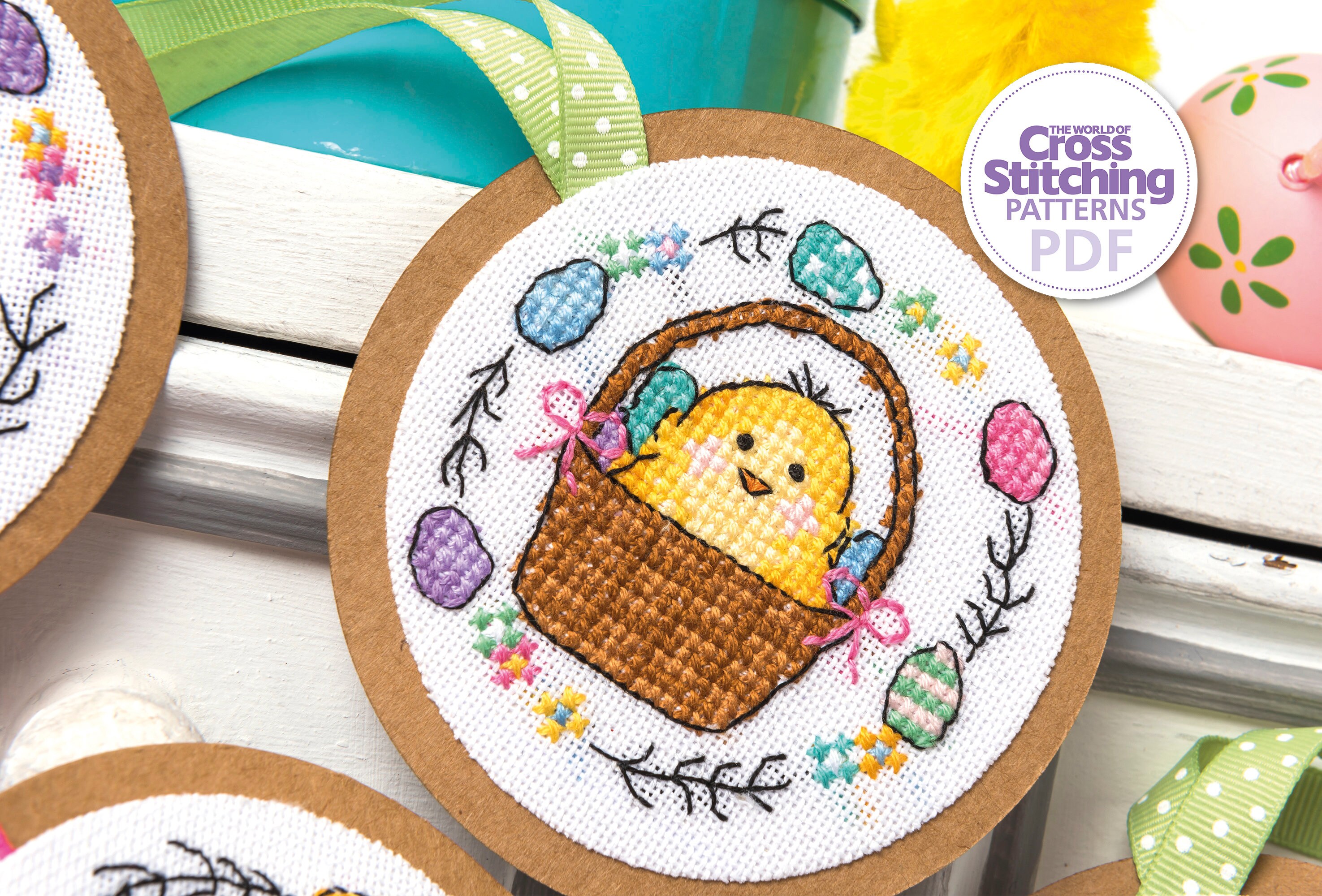 Easter Chick Cross Stitch Tag Patterns PDF Charts Instant Etsy