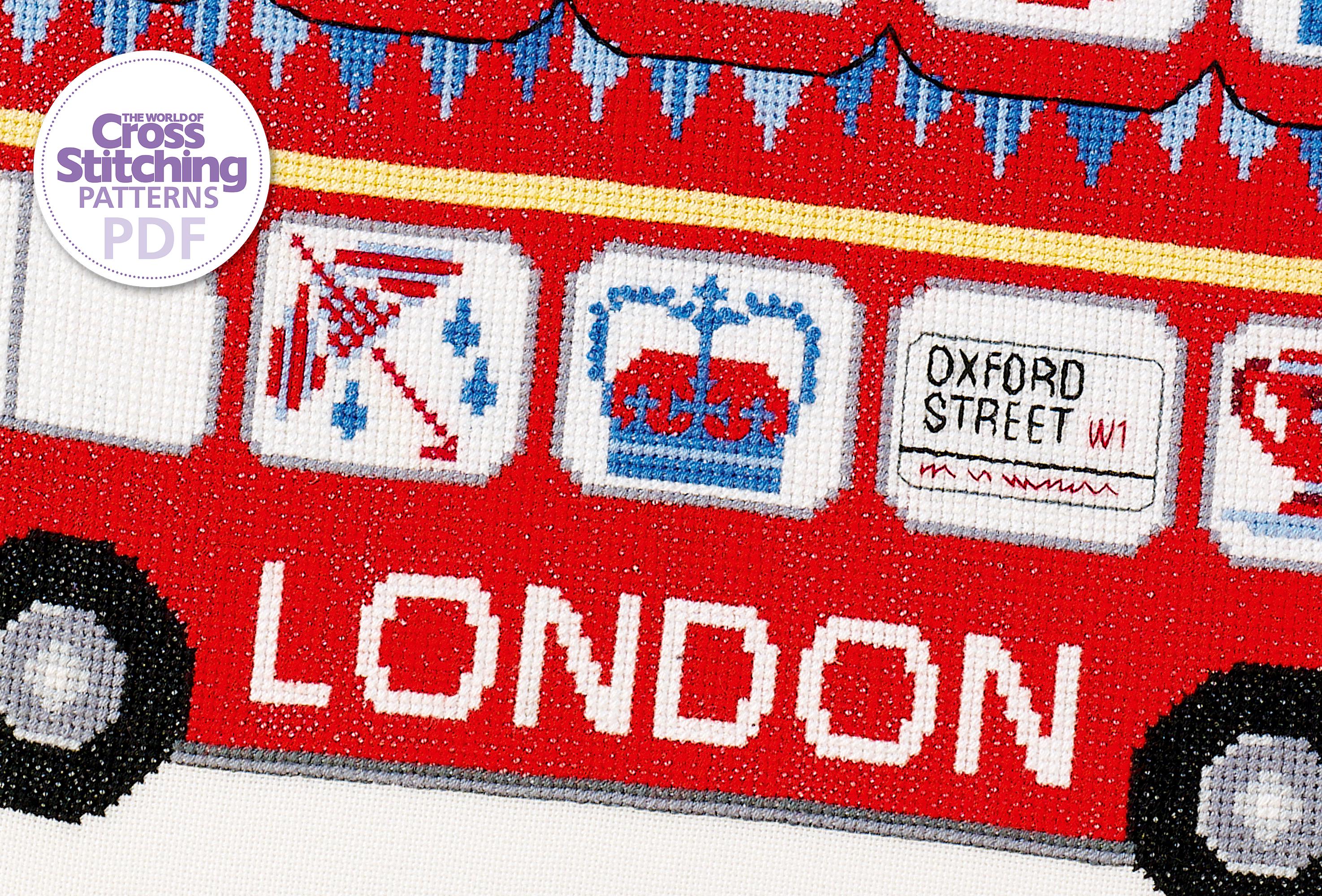 London Bus Cross Stitch Pattern PDF Chart Instant Download, Double ...