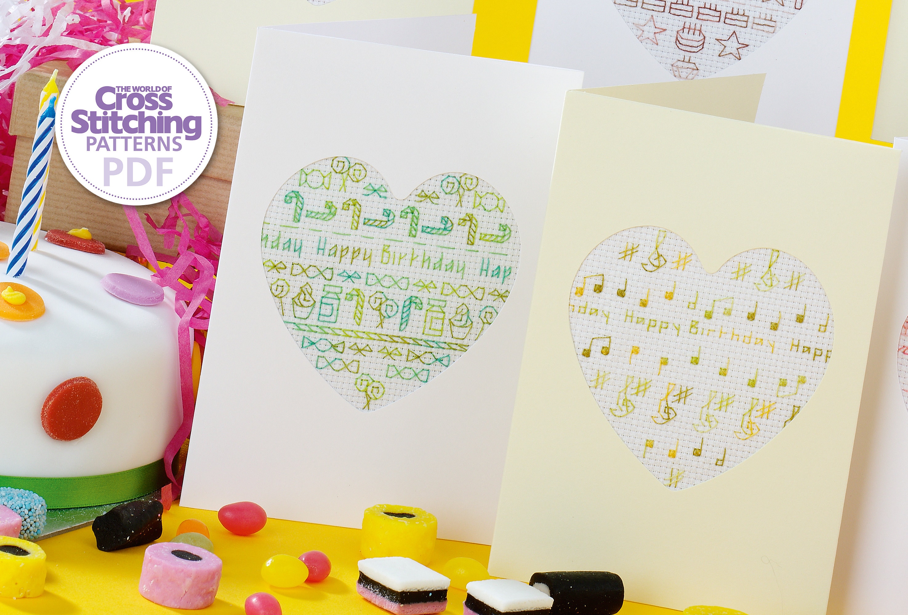 Heart Birthday Cards Cross Stitch Patterns PDF Charts Instant Download ...