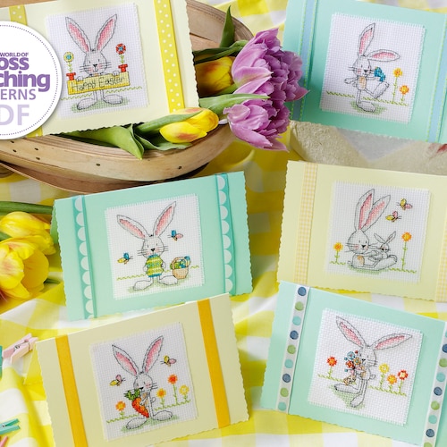 Spring Bunny Cross Stitch Patterns PDF Charts Instant Etsy