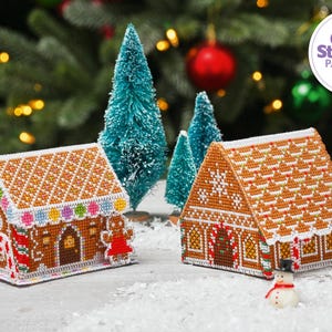 3D Gingerbread House Cross Stitch Patterns PDF Chart Instant Download, Plastic Canvas Craft Set, The World of Cross Stitching by Fiona Baker image 6