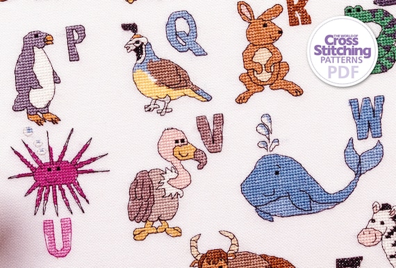 Kreuzstich Stickpackung 'ABC-Tiere' Von Design Works - Zählmuster, Aida 14 Stoff, Mouline-Garn