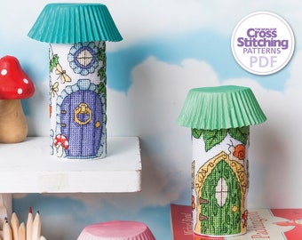 Feenhaus 3D Kreuzstich Muster PDF Sofortiger Download 3er Set Spaß Fantasie Kinder Basteln Welt des Kreuzstichs, von Fiona Baker