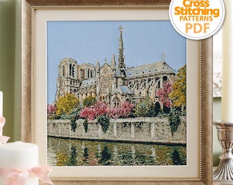 Notre Dame Cross Stitch Pattern PDF Chart Instant Download, Paris Landscape French Cathedral, The World of Cross Stitching by Carol Thornton
