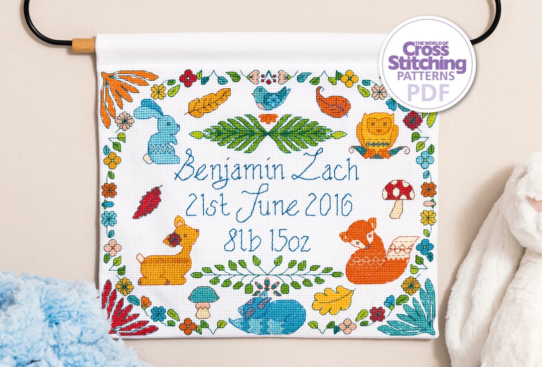 Baby Sampler Cross Stitch Pattern PDF Chart Instant Download, Folk Art Style, Woodland Animals, the World of Cross Stitching, by Lisa Reakes - Etsy baby-sampler-cross-stitch-pattern-pdf-chart-instant-download-folk-art-style-woodland-animals-the-world-of-cross-stitching-by-lisa-reakes-etsy