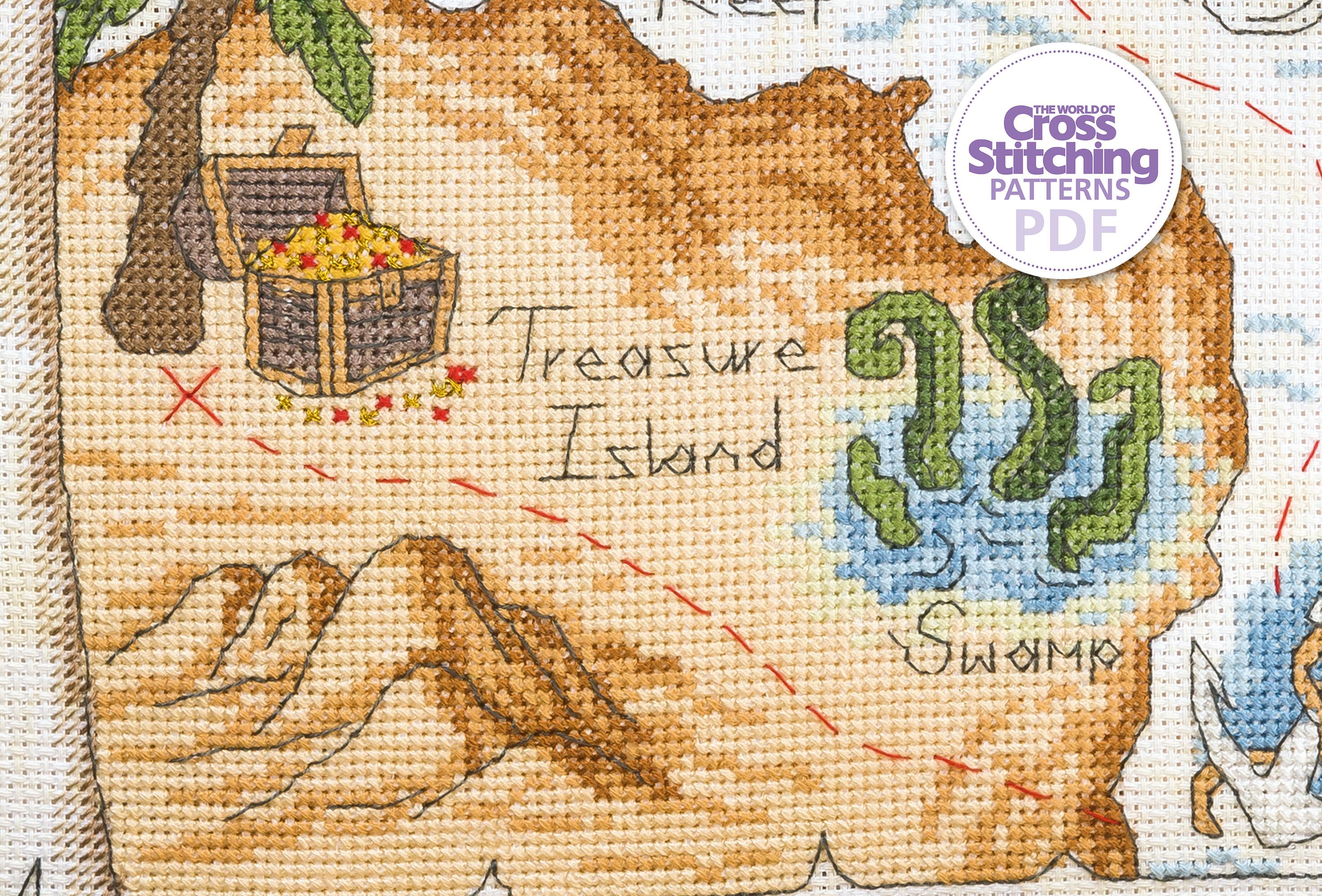 Pirate Treasure Map Cross Stitch Pattern PDF Chart Instant Download ...