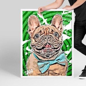 Personalized Pet Print, Custom Wood Framed or Unframed Pet Portrait on Canvas, Custom Pet Portrait , Framed Dog Portrait ,  Digital Dog Art