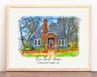 New Home Gift, Buyer and Seller, Housewarming Gift, New Beginnings, Closing Gift, Realtor Gift, Customized Gift, Moving Away, Watercolor