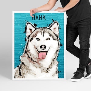 Custom Pet Portrait | Framed Dog Portrait | Digital Dog Art Pet Commission | Custom Dog Picture | Custom Wall Art | Personalized Home Decor